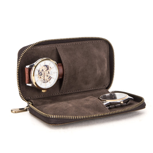 Timezone - Leren Etui voor 2 Horloges - Horloge Reisetui