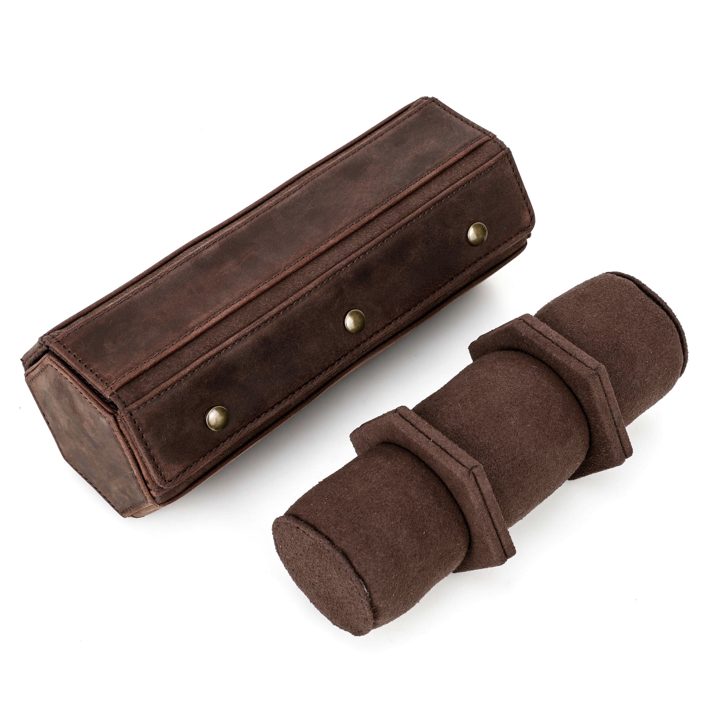 Timezone - Leren Watch roll voor 3 Horloges - Horloge reisetui