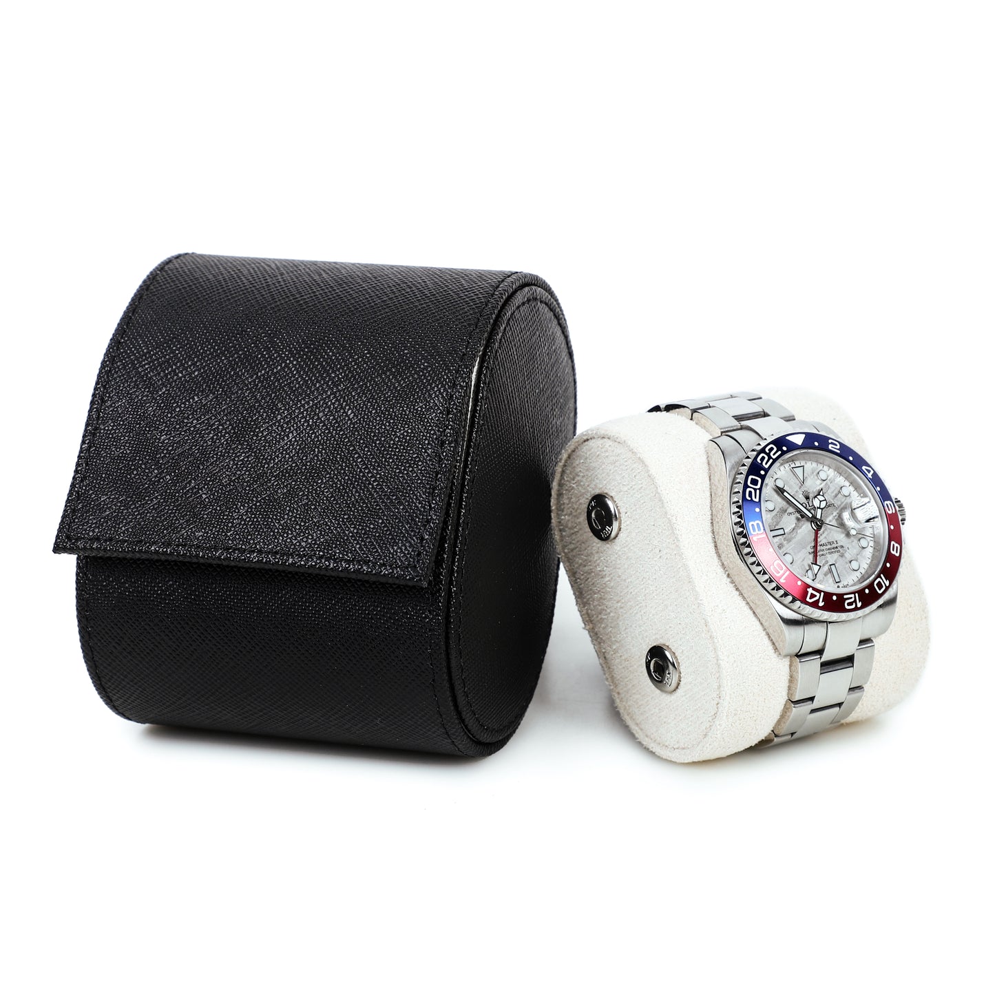 Timezone - Leren Watch roll voor 1 Horloge - Horloge Reisetui - Zwart