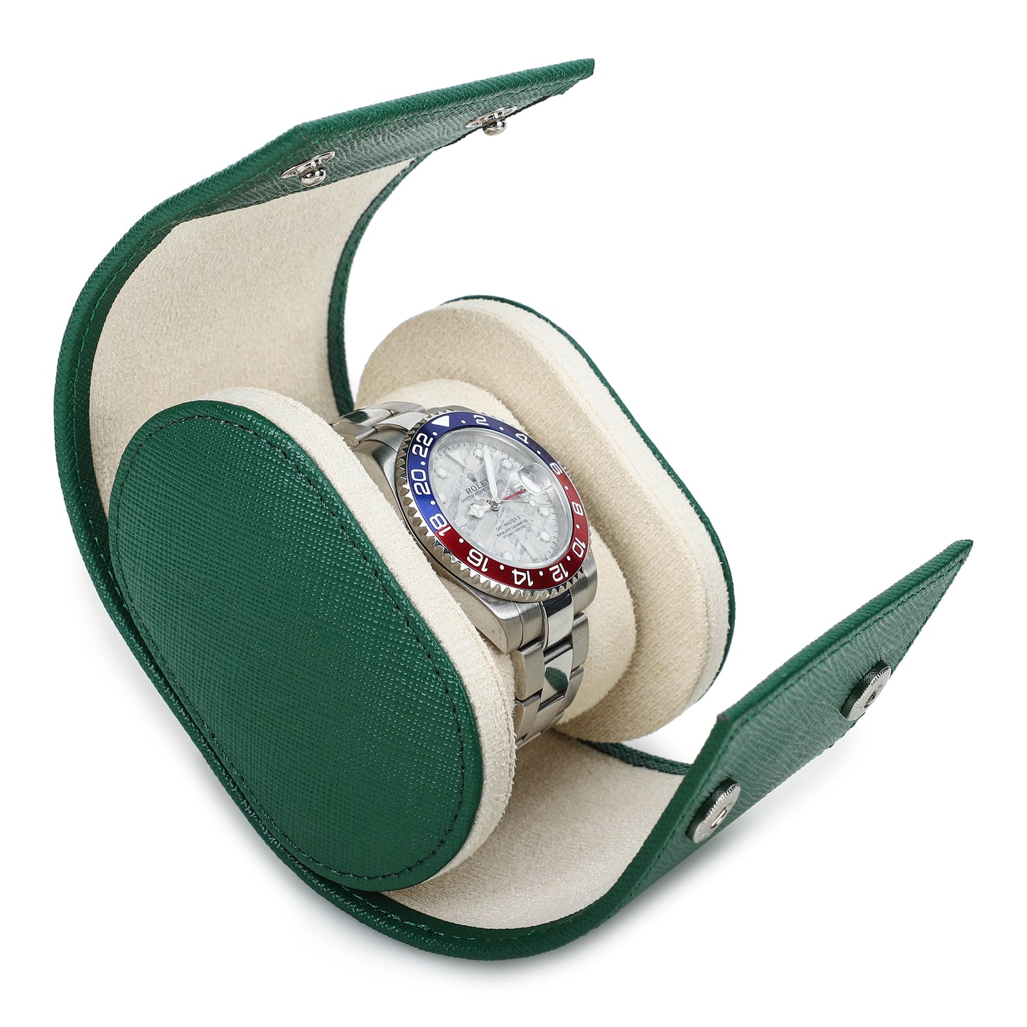 Timezone - Leren Watch roll voor 1 Horloge - Horloge Reisetui - Groen