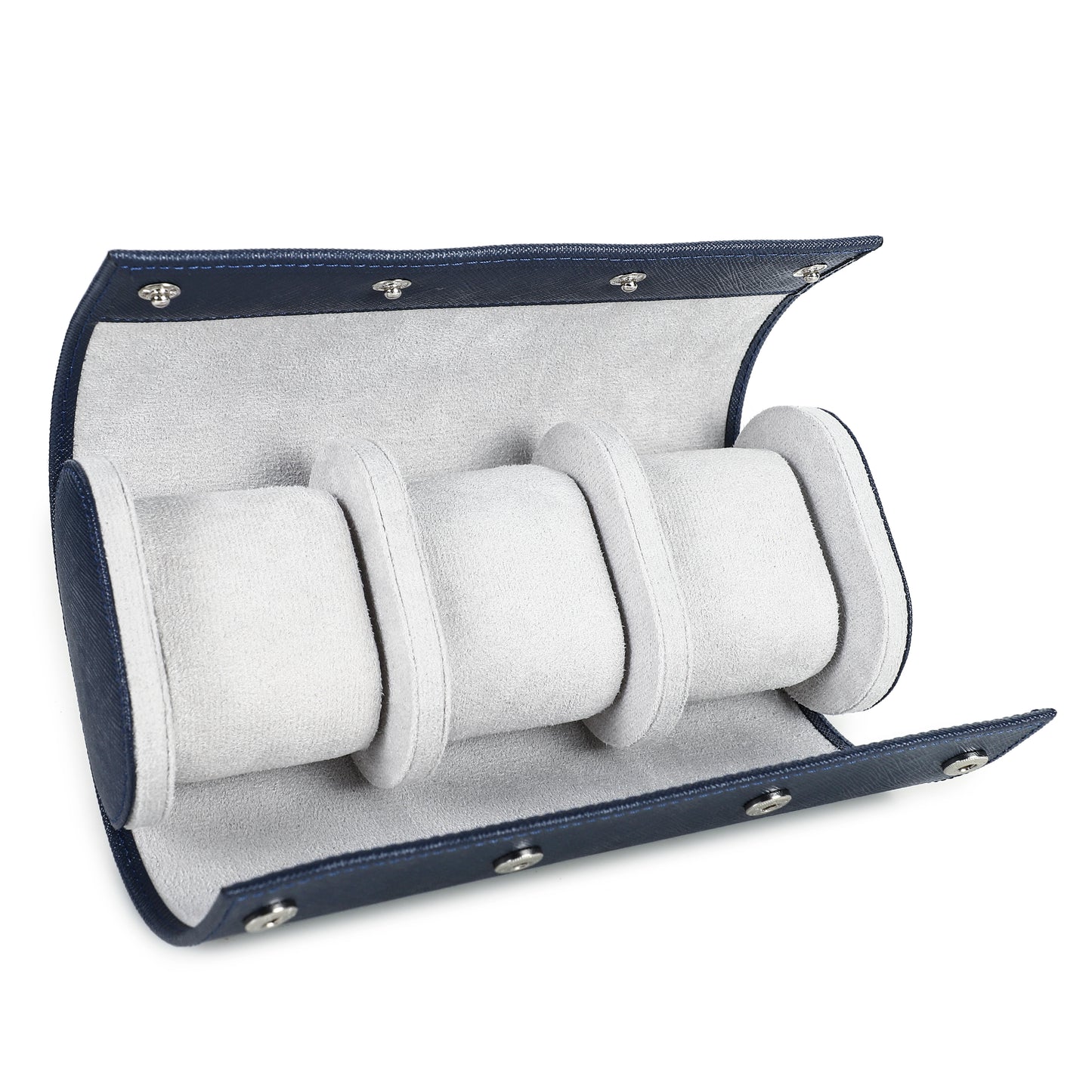 Timezone - Leren Watch roll voor 3 Horloges - Horloge Reisetui - Blauw