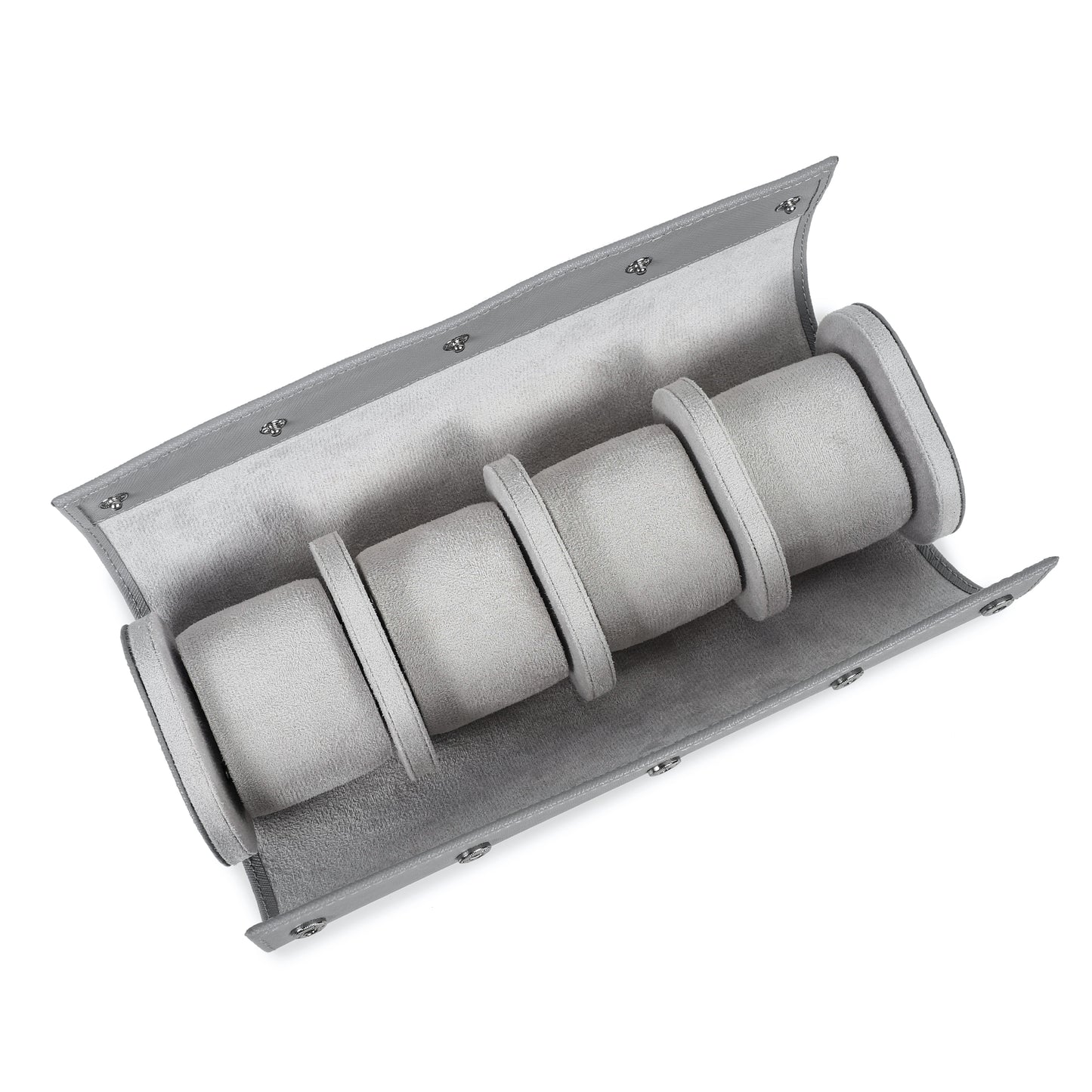 Timezone - Leren Watch roll voor 4 Horloges - Horloge Reisetui - Grijs