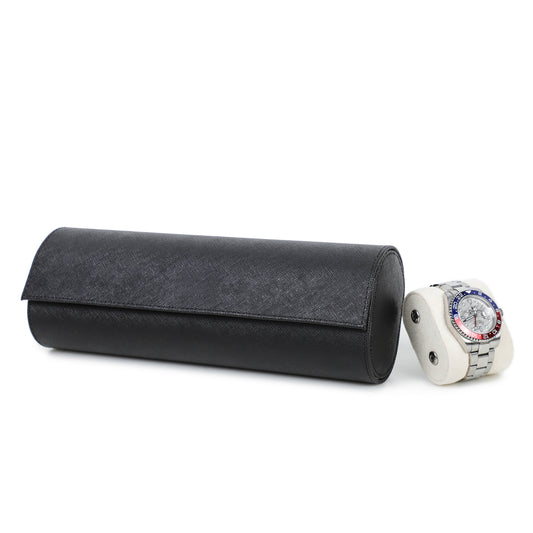 Timezone - Leren Watch roll voor 4 Horloges - Horloge Reisetui - Zwart
