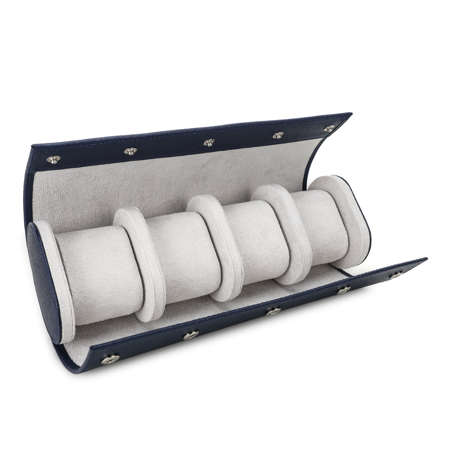 Timezone - Leren Watch roll voor 4 Horloges - Horloge Reisetui - Blauw