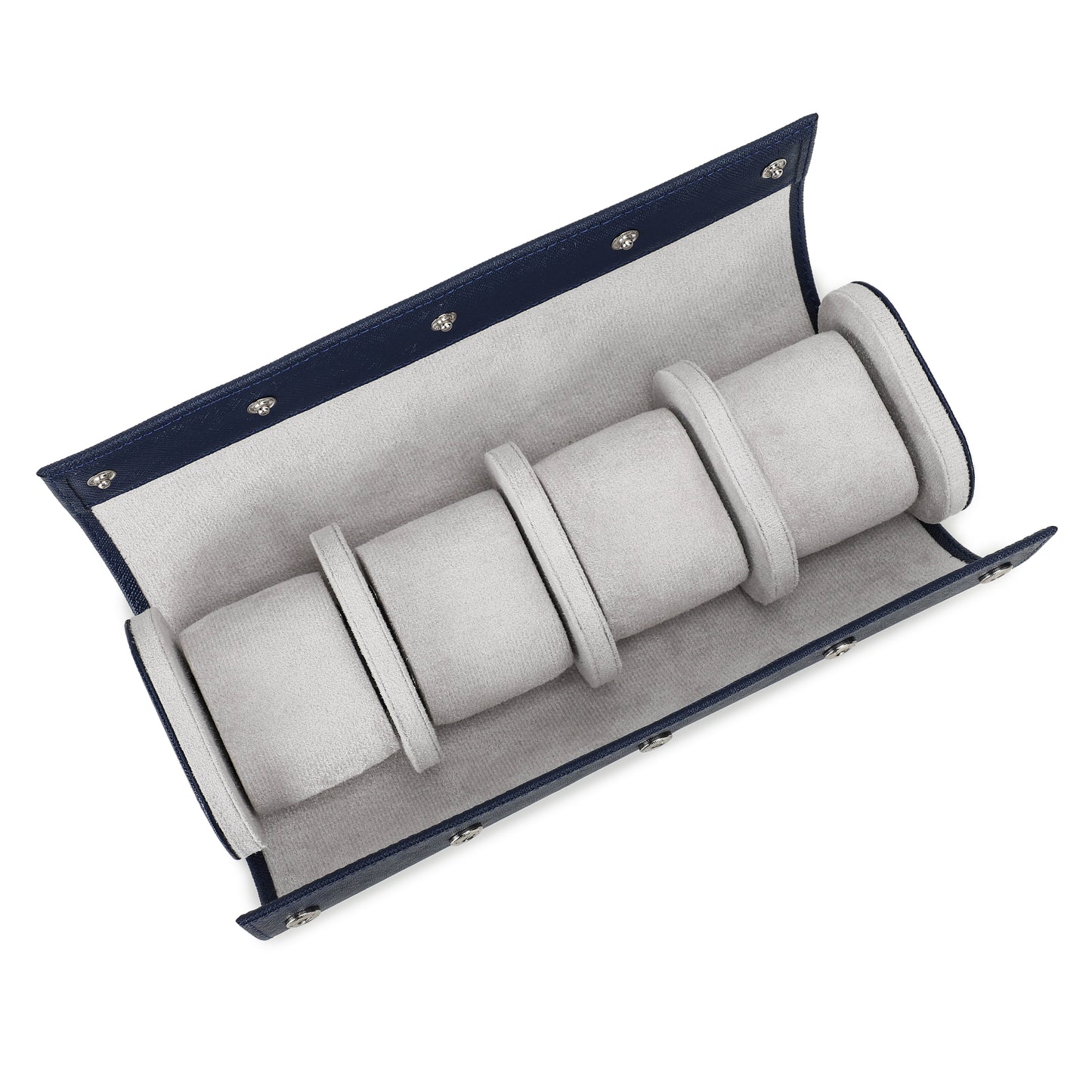 Timezone - Leren Watch roll voor 4 Horloges - Horloge Reisetui - Blauw