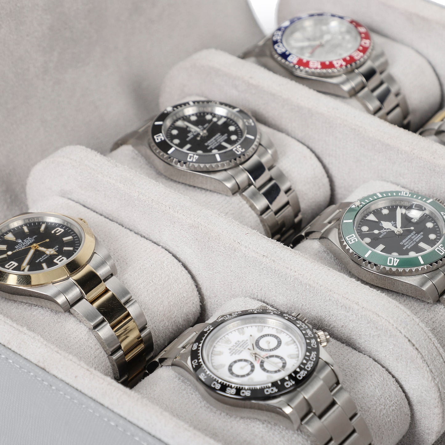 Timezone - Leren Watch roll voor 6 Horloges - Horloge Reisetui - Grijs