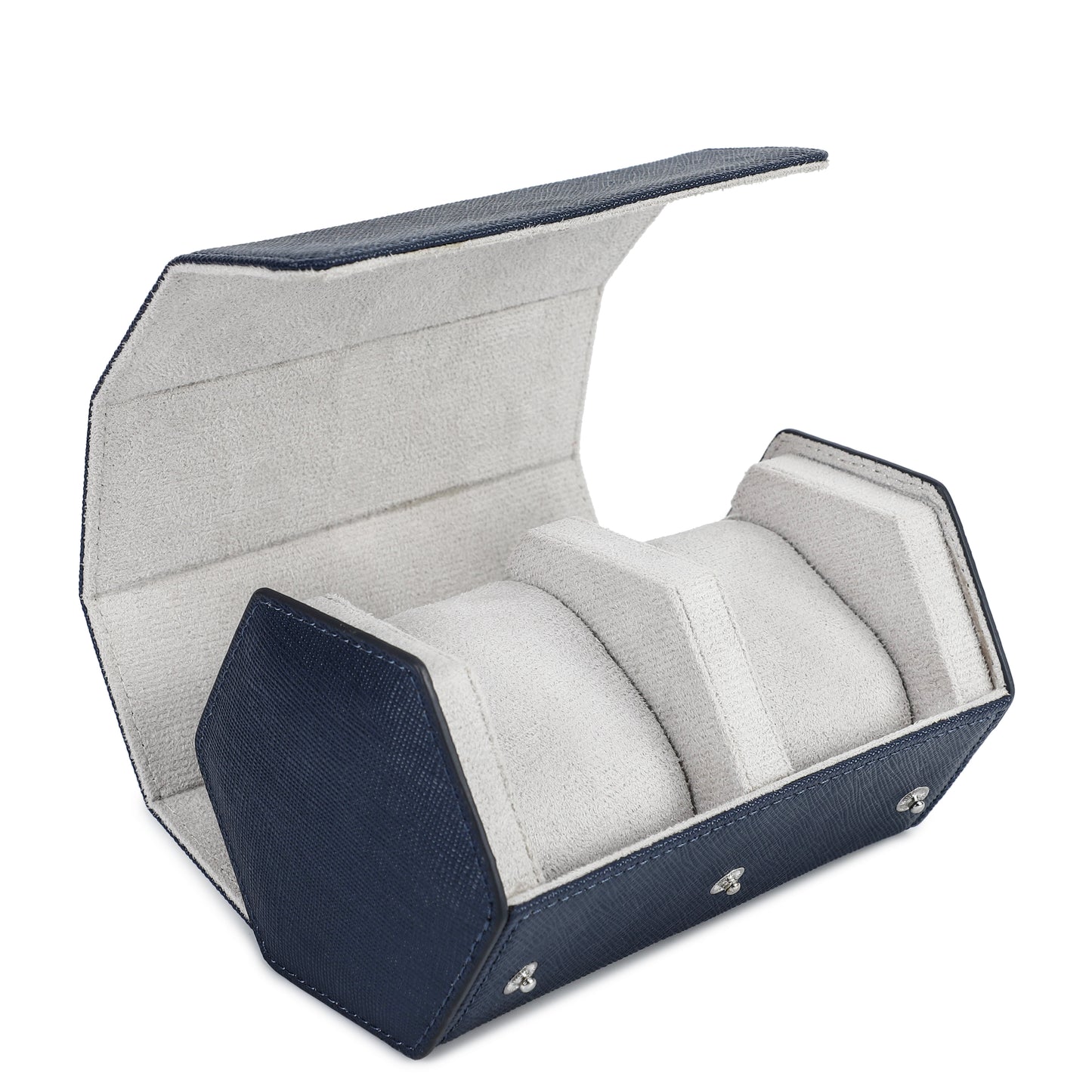 Timezone - Leren Watch roll voor 2 Horloges - Horloge Reisetui - Blauw