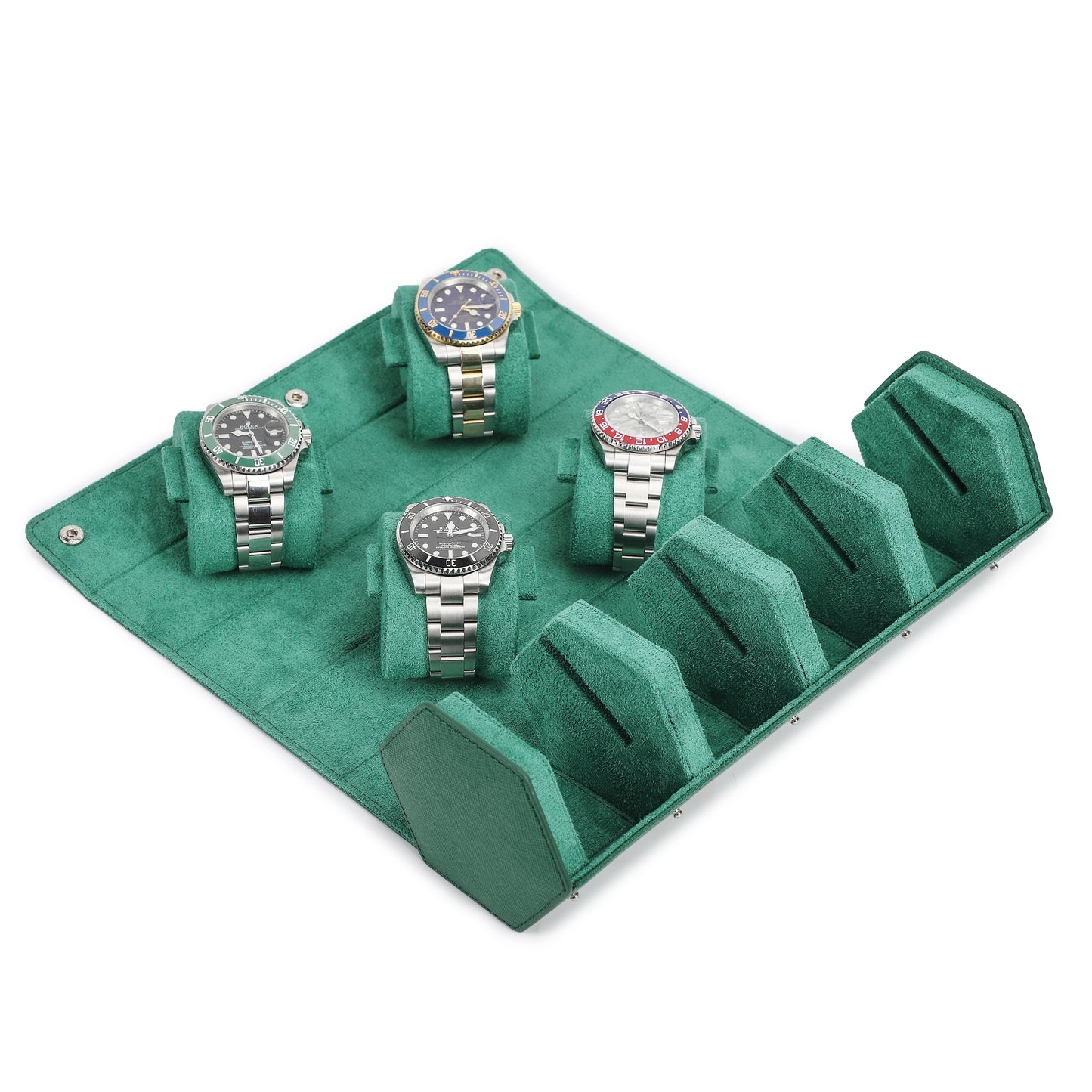 Timezone - Leren Watch roll voor 4 Horloges - Horloge Reisetui - Groen