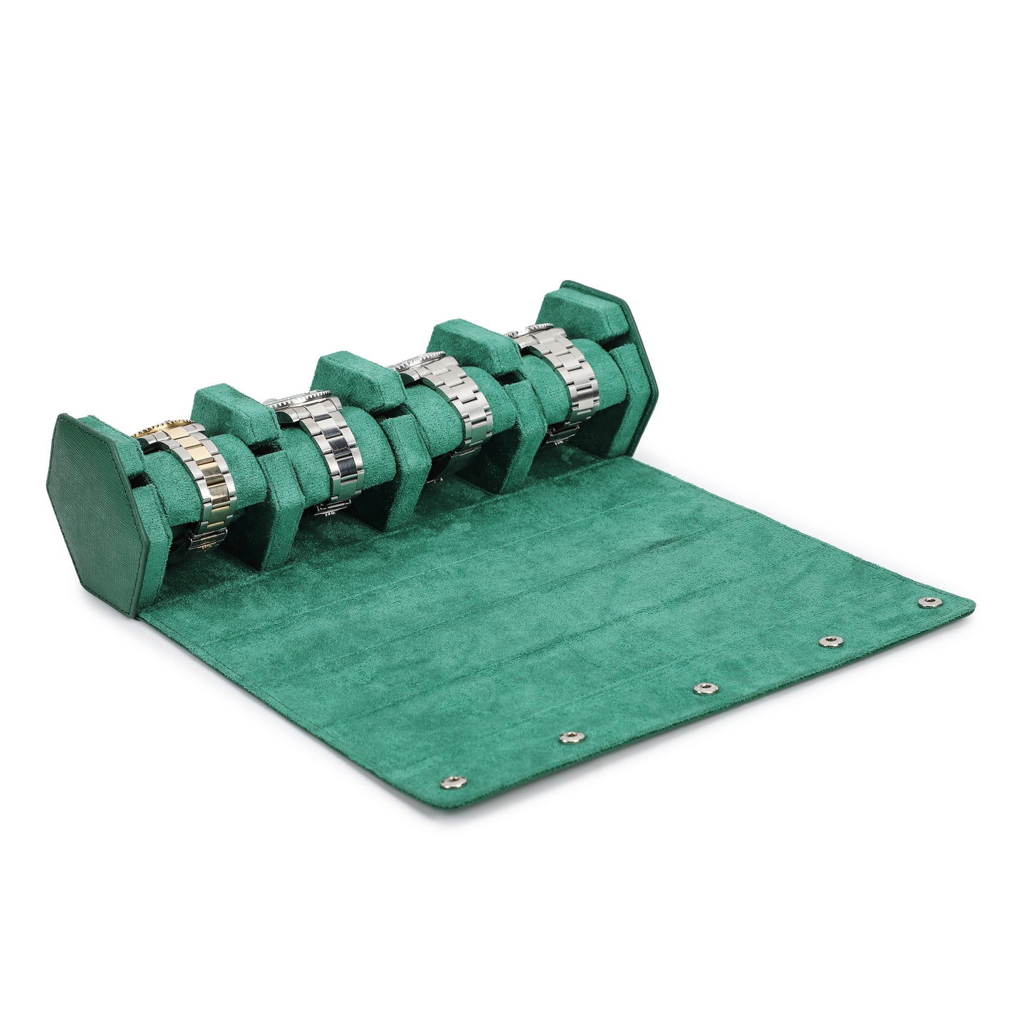Timezone - Leren Watch roll voor 4 Horloges - Horloge Reisetui - Groen