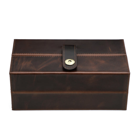 Timezone - Leren Watch roll voor 3 Horloges - Horloge reisetui