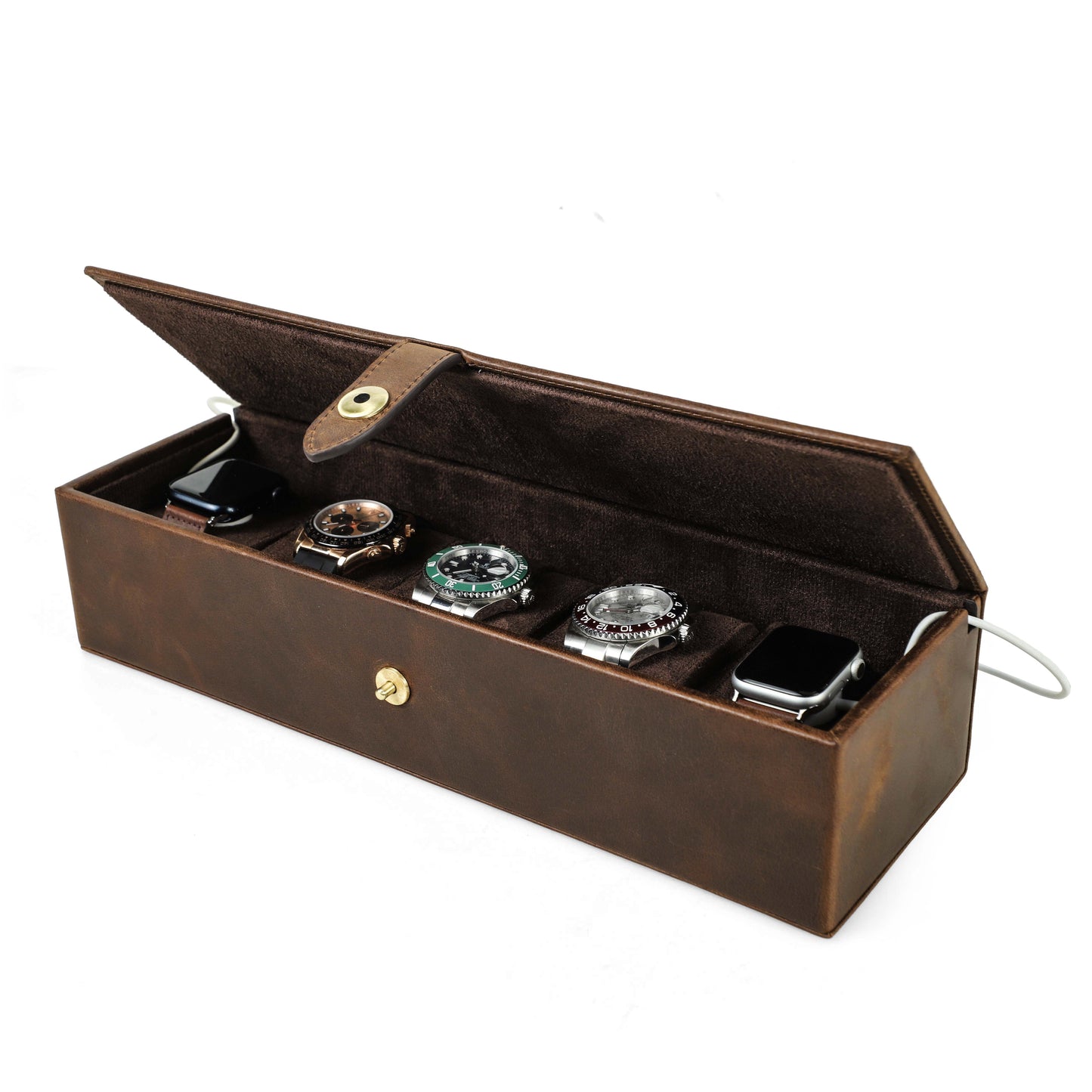 Timezone - Leren horloge doos voor 5 Horloges