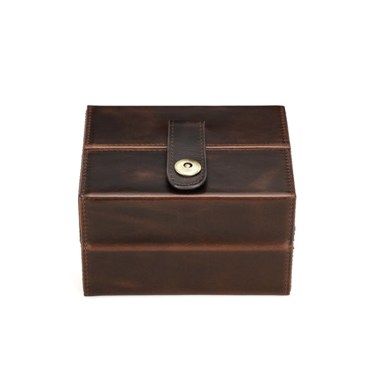 Timezone - Leren Watch roll voor 2 Horloges - Horloge reisetui