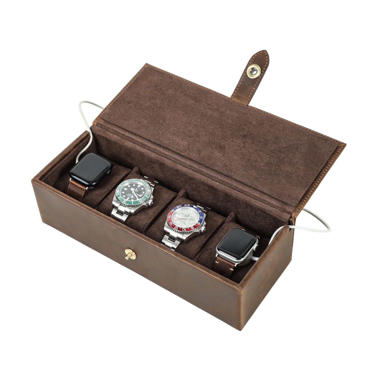 Timezone - Leren horloge doos voor 4 Horloges