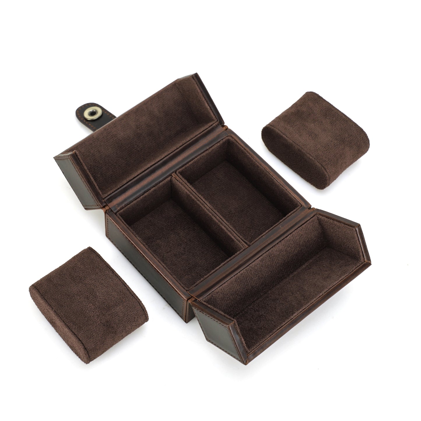 Timezone - Leren Watch roll voor 2 Horloges - Horloge reisetui