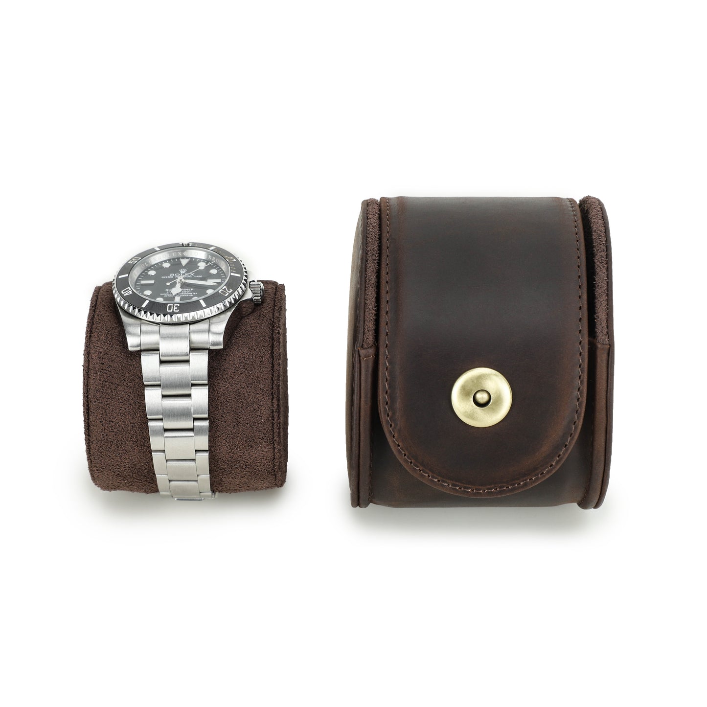 Timezone - Leren Watch roll voor 1 Horloge - Horloge Reisetui
