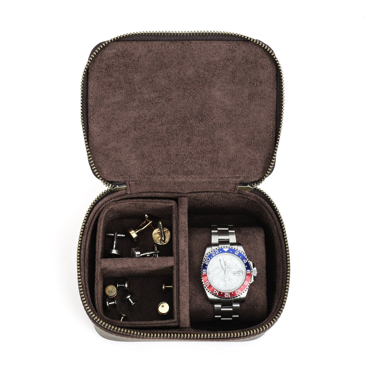 Timezone - Leren Watch roll voor 1 Horloge - Horloge reisetui