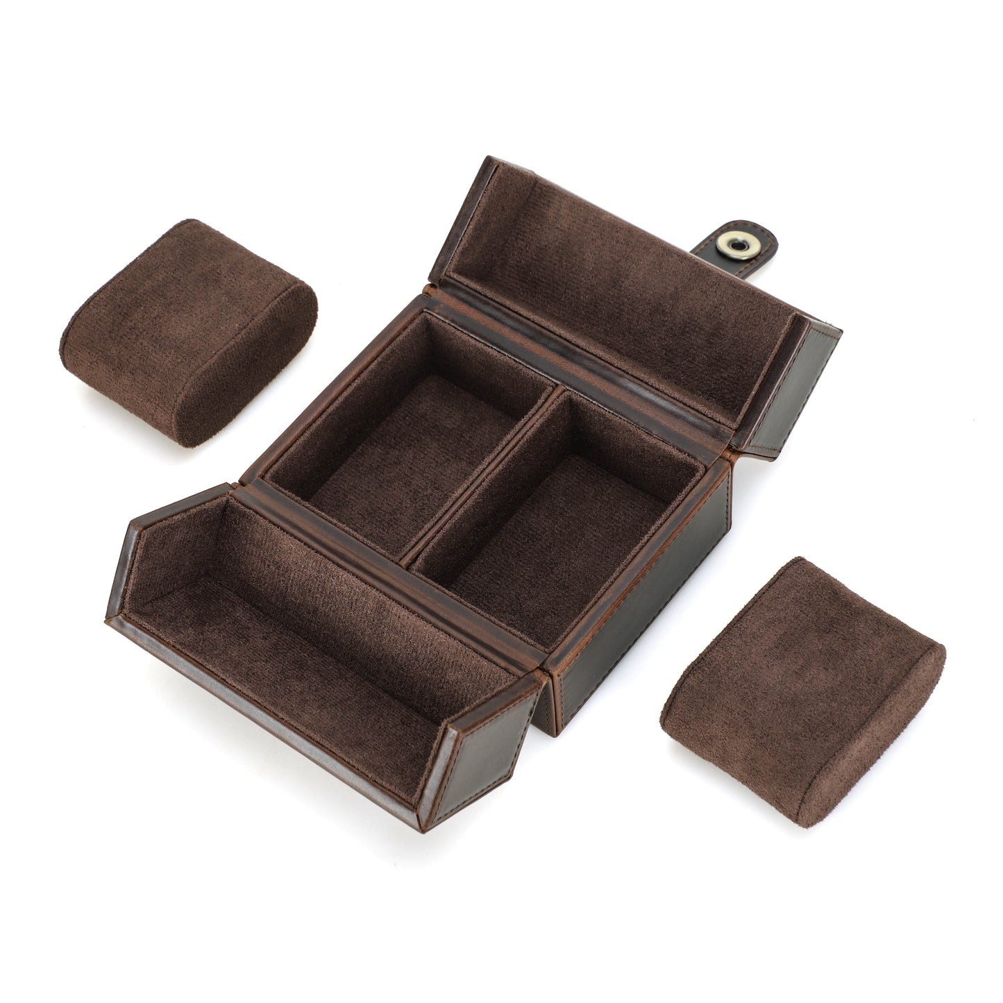 Timezone - Leren Watch roll voor 2 Horloges - Horloge reisetui
