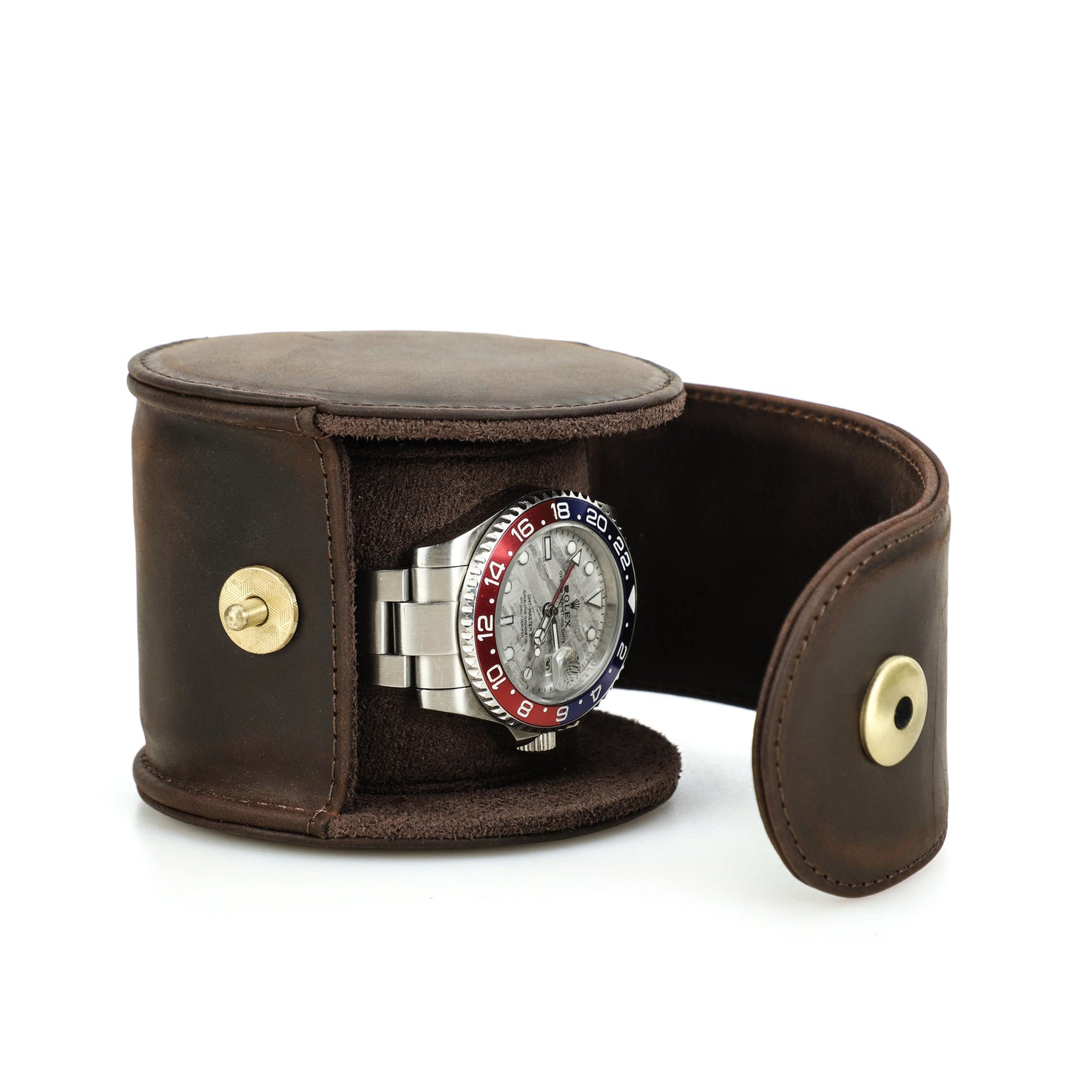 Timezone - Leren Watch roll voor 1 Horloge - Horloge Reisetui