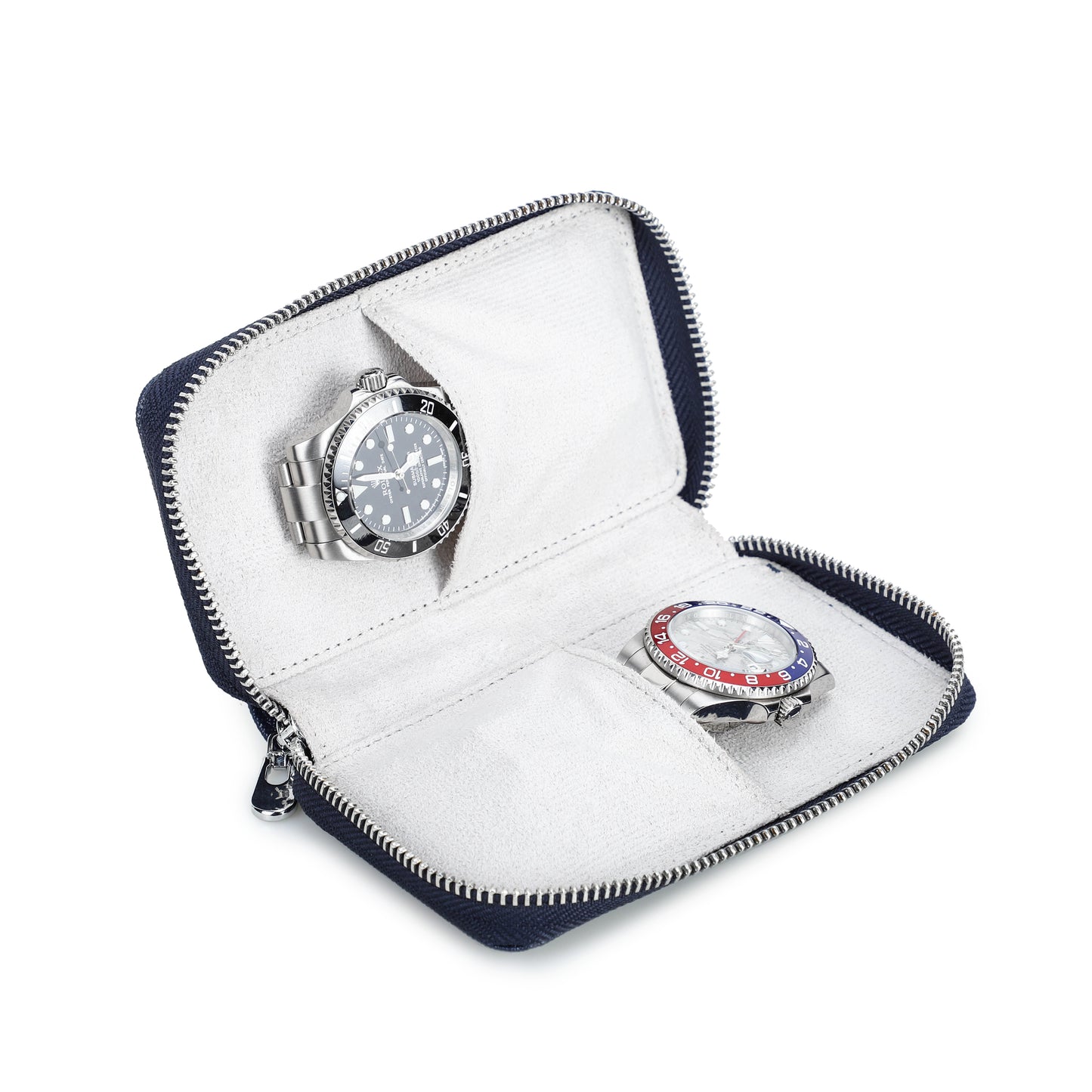 Timezone - Leren Etui voor 2 Horloges - Horloge Reisetui Blauw