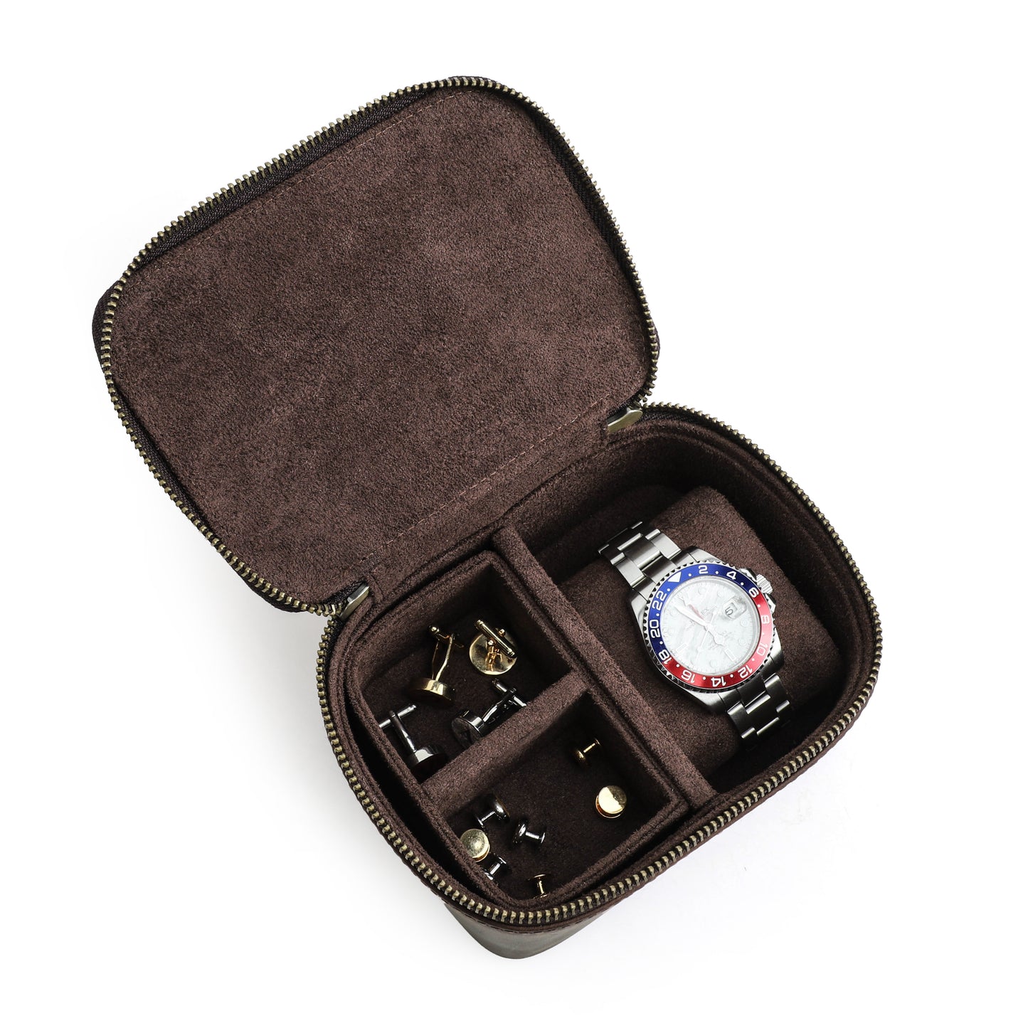 Timezone - Leren Watch roll voor 1 Horloge - Horloge reisetui