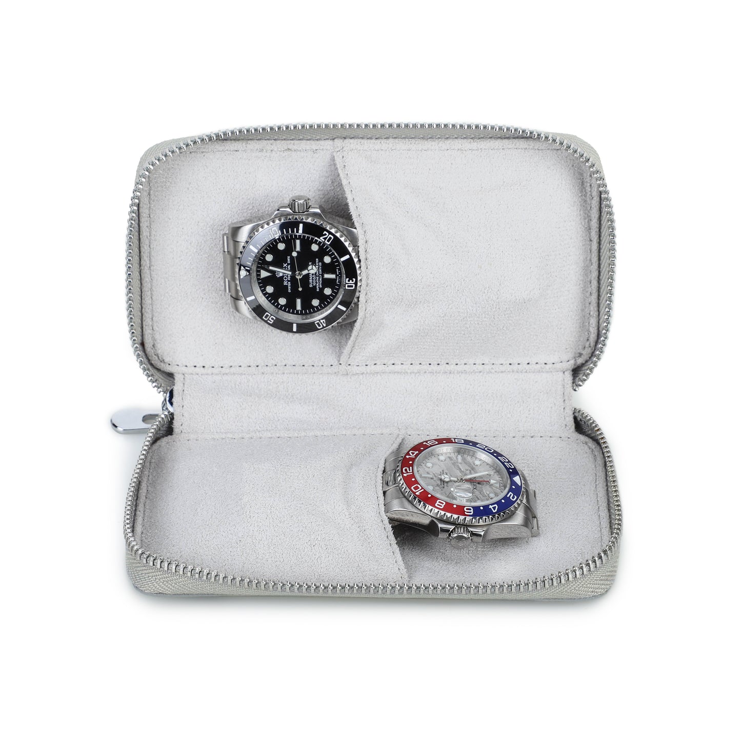 Timezone - Leren Etui voor 2 Horloges - Horloge Reisetui Grijs