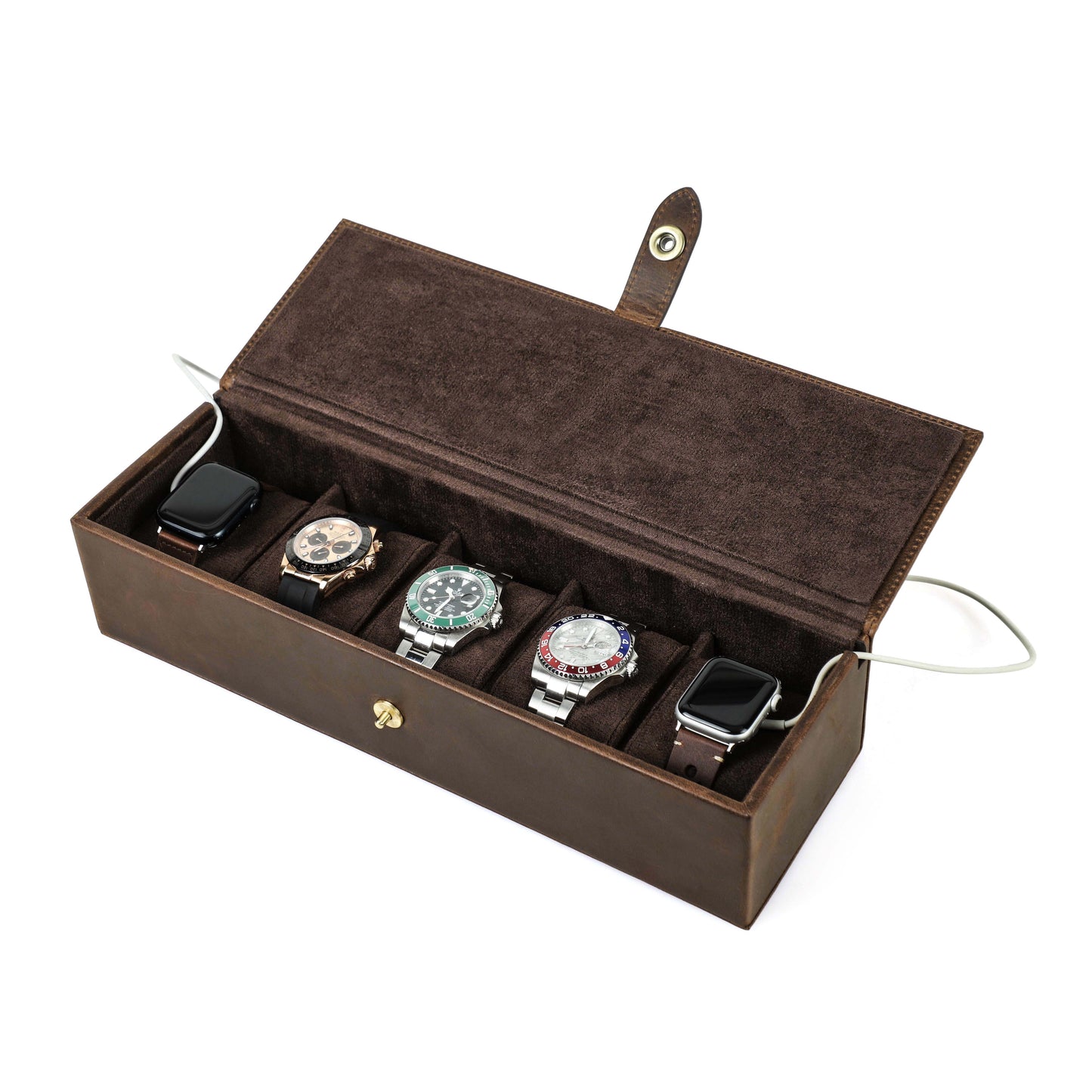 Timezone - Leren horloge doos voor 5 Horloges