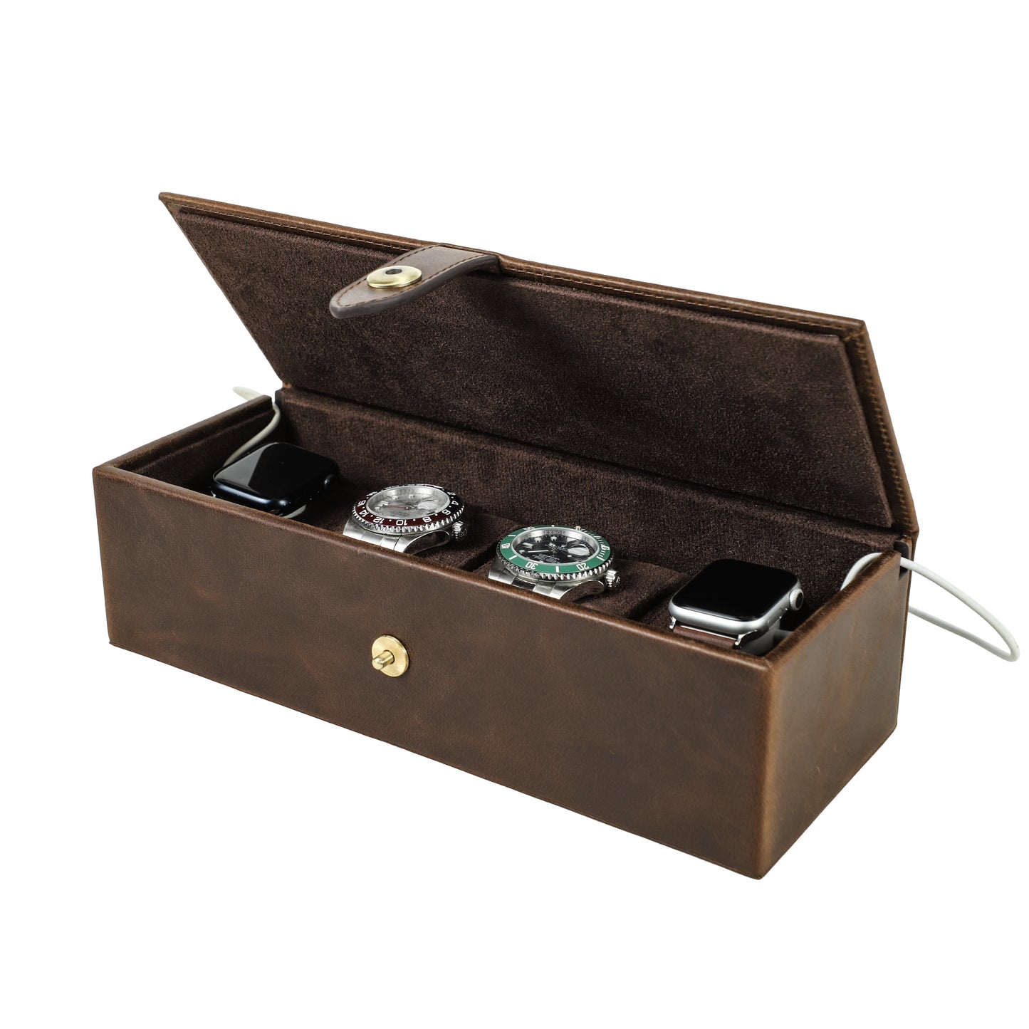 Timezone - Leren horloge doos voor 4 Horloges