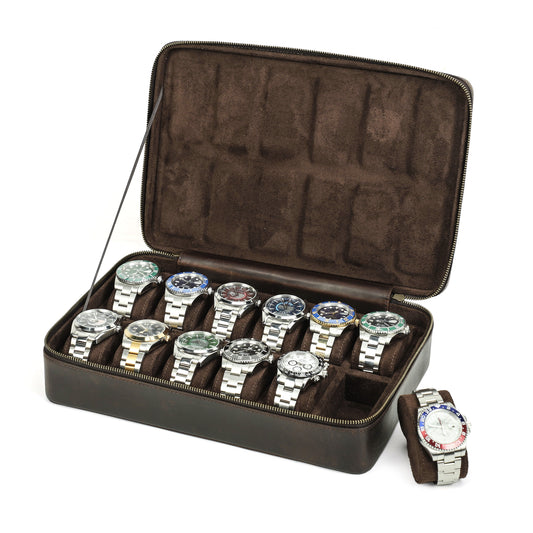 Timezone - Lederen Horloge Opbergdoos voor 12 Horloges