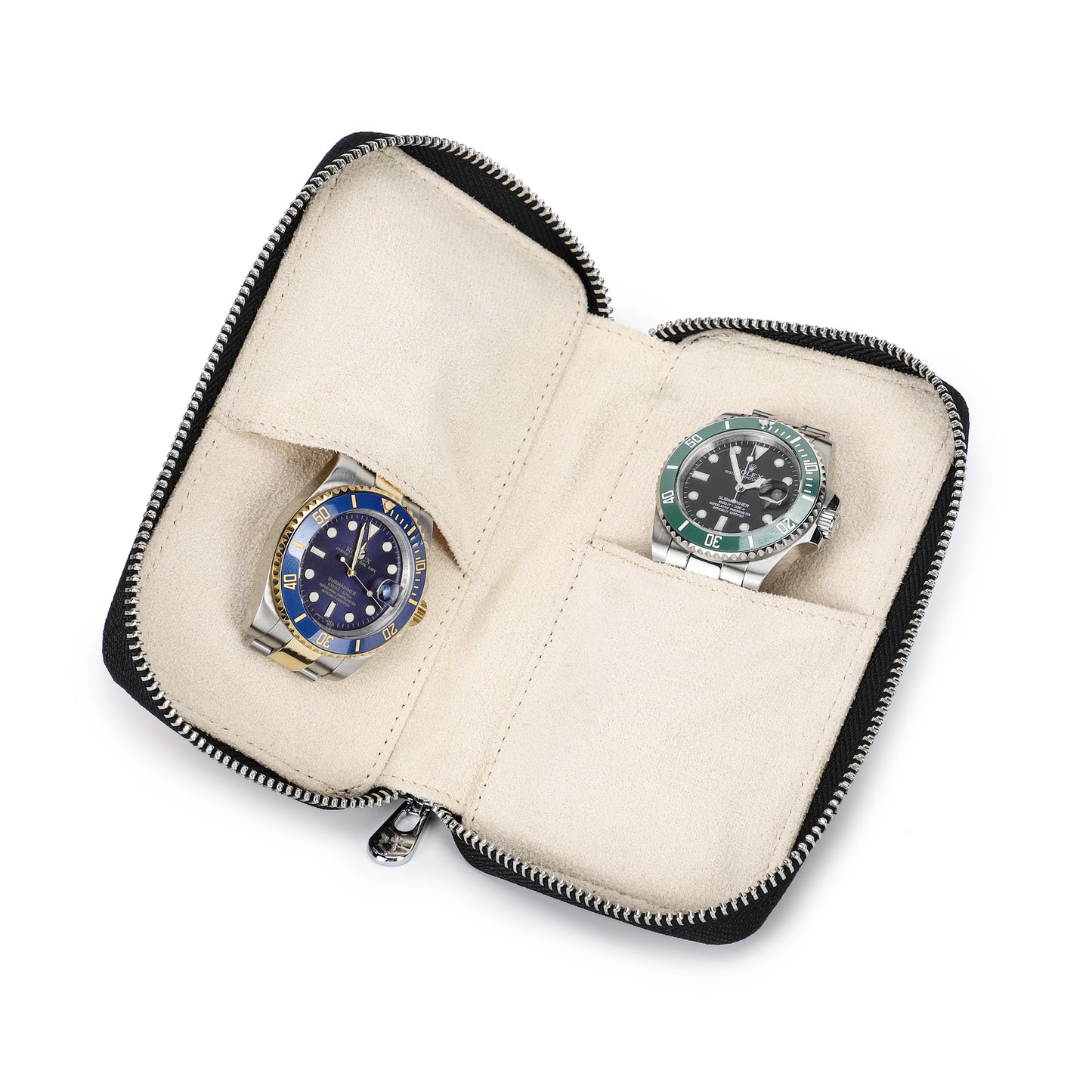 Timezone - Leren Etui voor 2 Horloges - Horloge Reisetui Zwart
