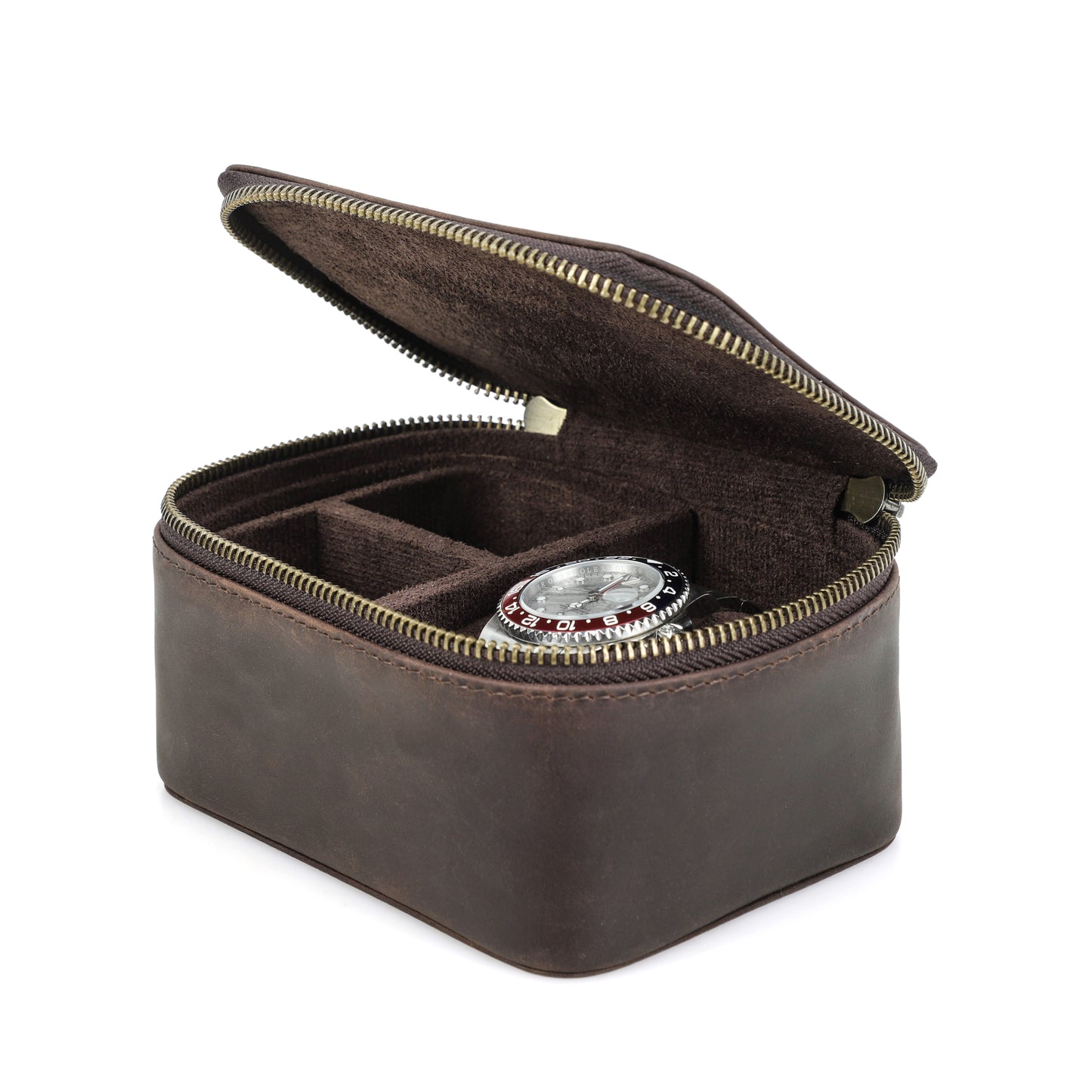 Timezone - Leren Watch roll voor 1 Horloge - Horloge reisetui