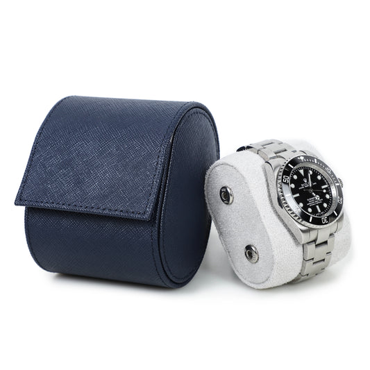 Timezone - Leather Watch roll for 1 Watch - Watch Travel Case - Blue