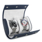 Timezone - Leren Watch roll voor 2 Horloges - Horloge Reisetui - Blauw