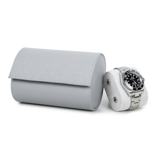 Timezone - Leren Watch roll voor 2 Horloges - Horloge Reisetui - Grijs