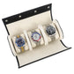 Timezone - Leren Watch roll voor 3 Horloges - Horloge Reisetui - Zwart