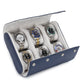 Timezone - Leren Watch roll voor 6 Horloges - Horloge Reisetui - Blauw