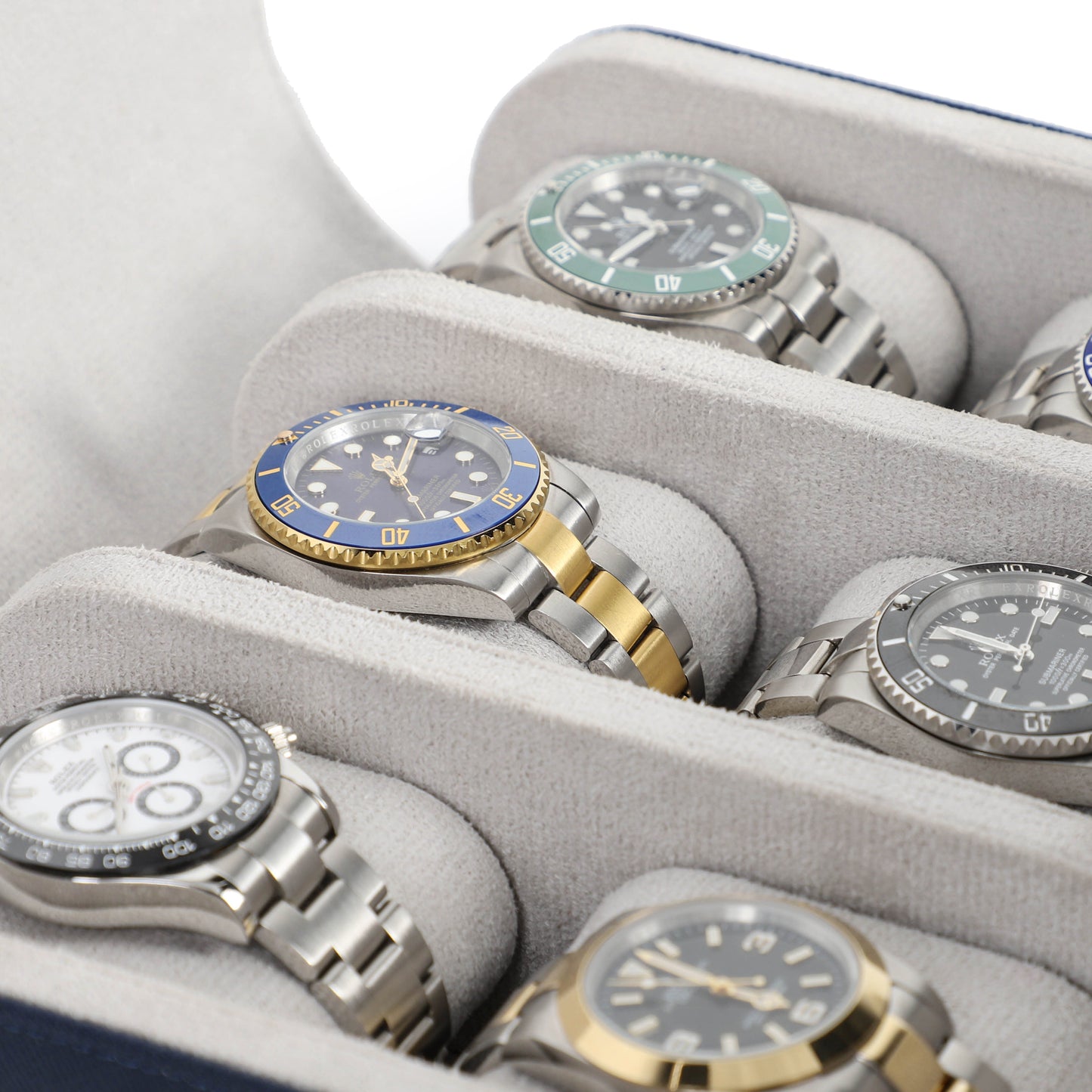 Timezone - Leren Watch roll voor 6 Horloges - Horloge Reisetui - Blauw