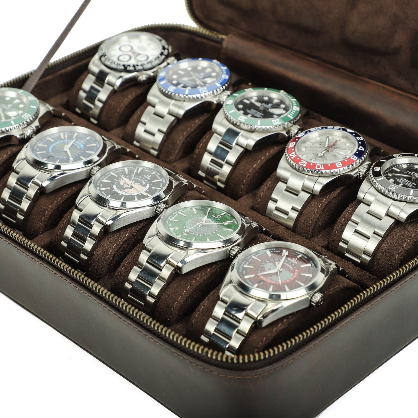 Timezone - Lederen Horloge Opbergdoos voor 10 Horloges