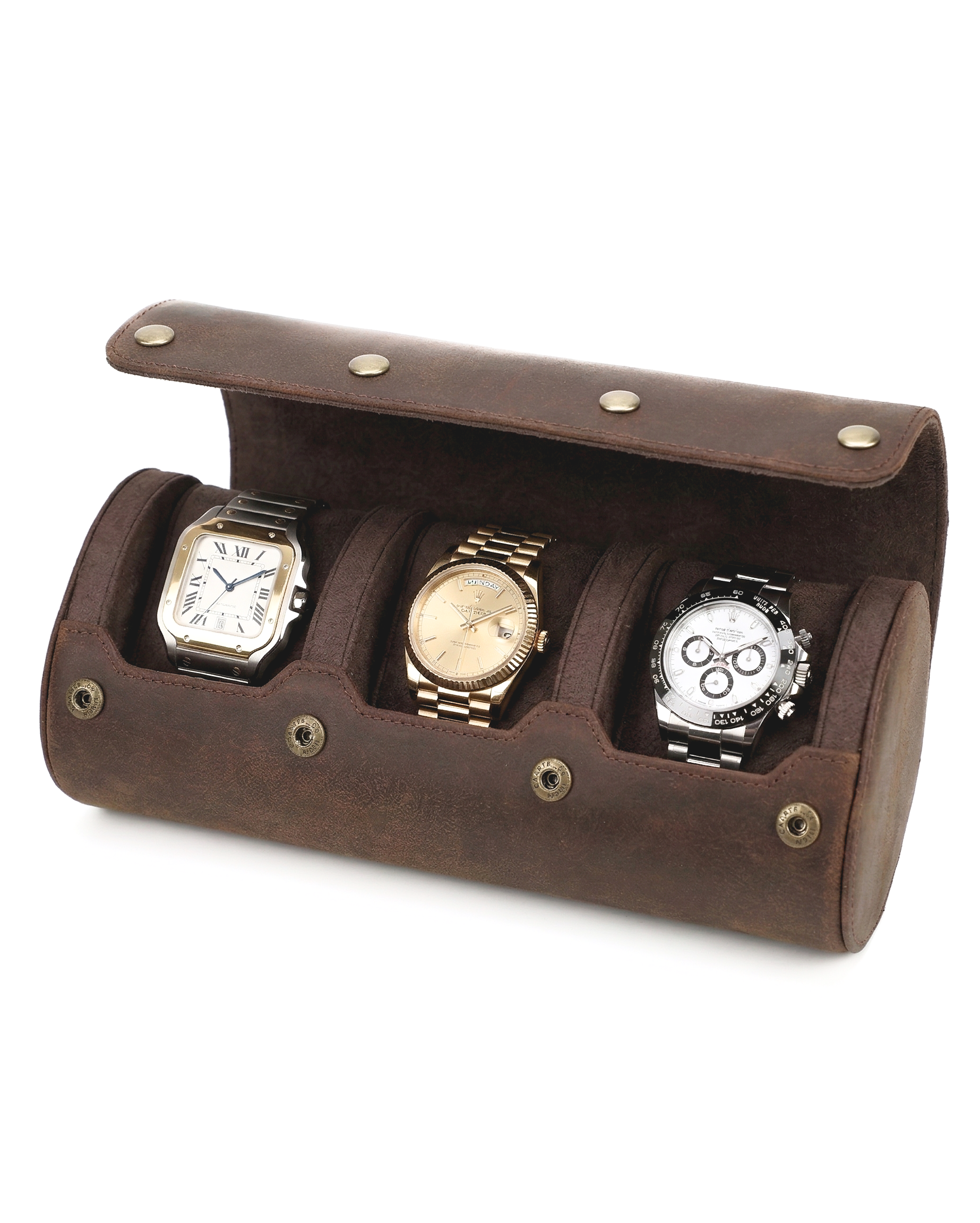 TAWBURY Lederen horlogeetui voor op reis, horlogedoos voor 2 horloges, horlogekoffer voor dames en heren, horlogeopslag TAWBURY Lederen horlogeetui voor op reis, horlogedoos voor 2 horloges, horlogekoffer voor dames en heren, horlogeopslag